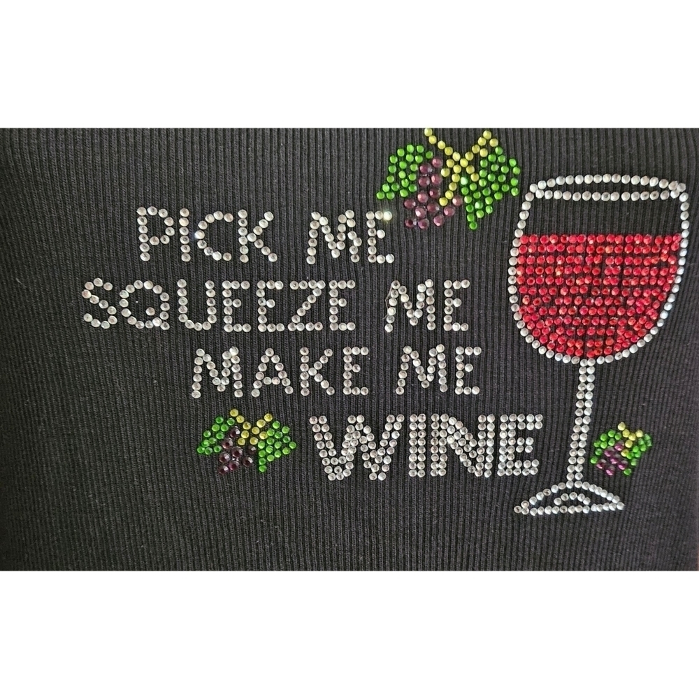 Wine Black Ribbed Rhinestone Tank Top - Picture 3 of 8